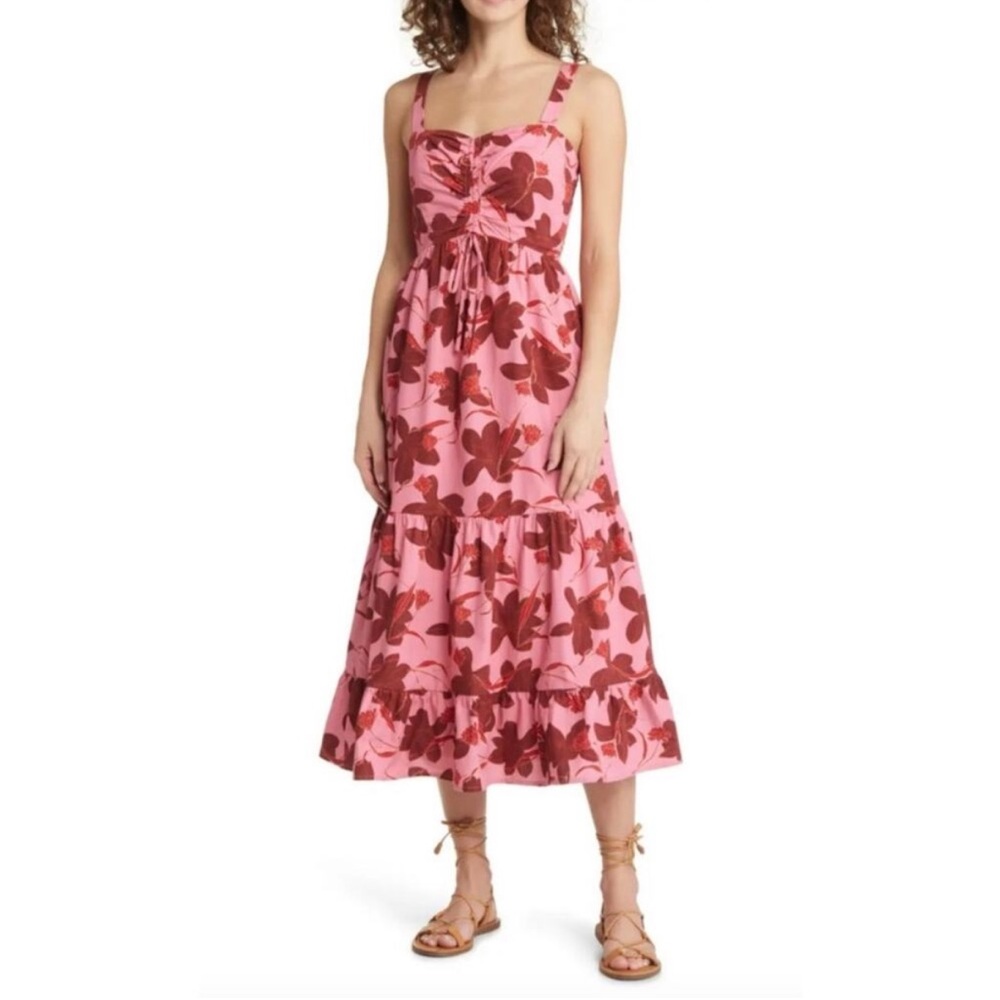 Du Pardis Tropical Floral Dress Pink Size Medium